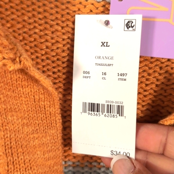 Women Ascot and Hart Orange Knit Long Sleeve Sweater Size XL NWTG - Picture 6 of 16